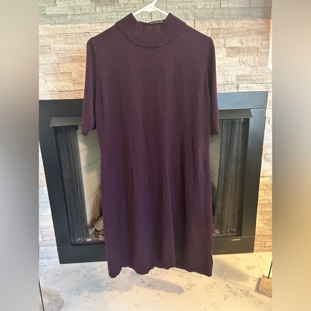 Plum Calvin Klein Short Sleeve Sweater Dress
